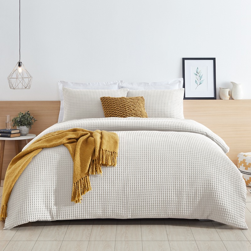 Buy Istoria Home Chunky Premium Cotton Waffle Quilt Cover Set Vanilla