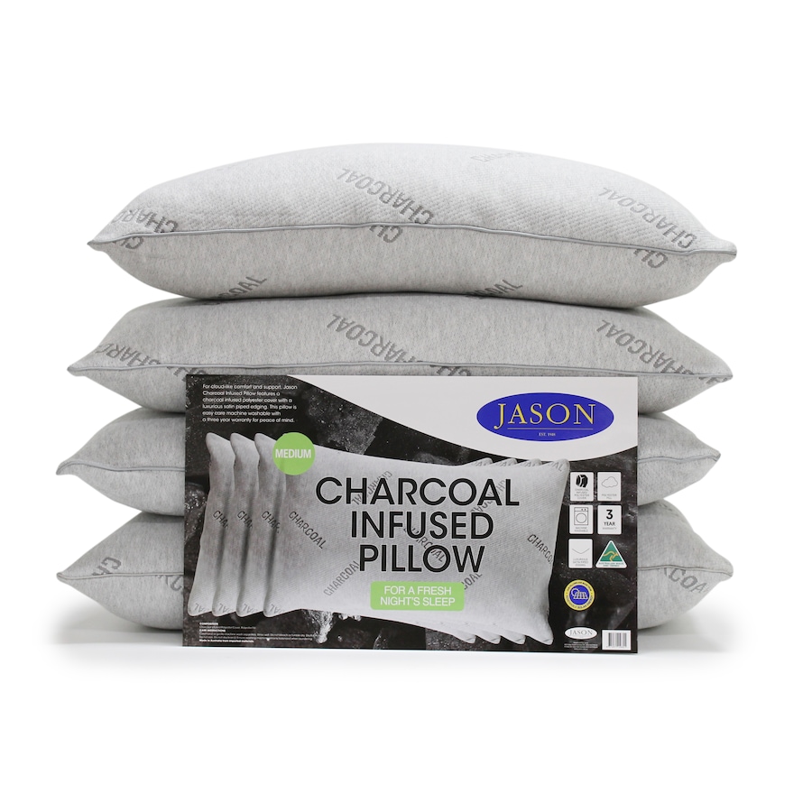 Jason 4 Pack Charcoal Infused Pillows Australian Made Medium