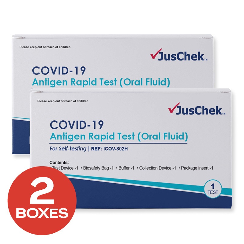 Buy JusChek COVID19 Rapid Antigen Saliva Test Kit 2 Pack MyDeal