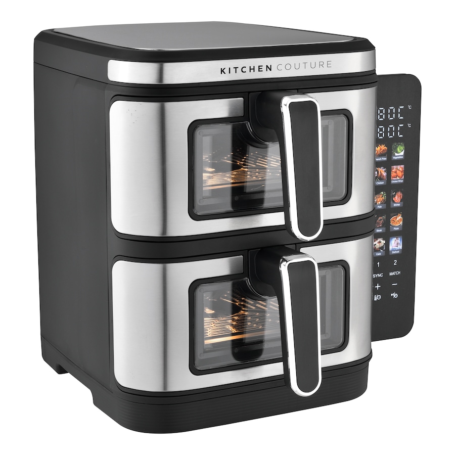 Kitchen Couture 11L Clear View Vertex Dual Drawer Air Fryer Stainless Steel 10005862