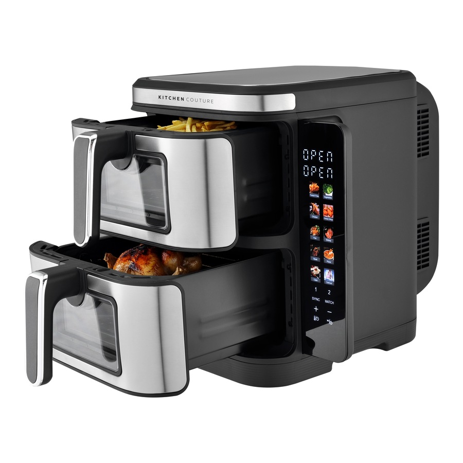 Kitchen Couture 11L Clear View Vertex Dual Drawer Air Fryer Stainless Steel 10005862