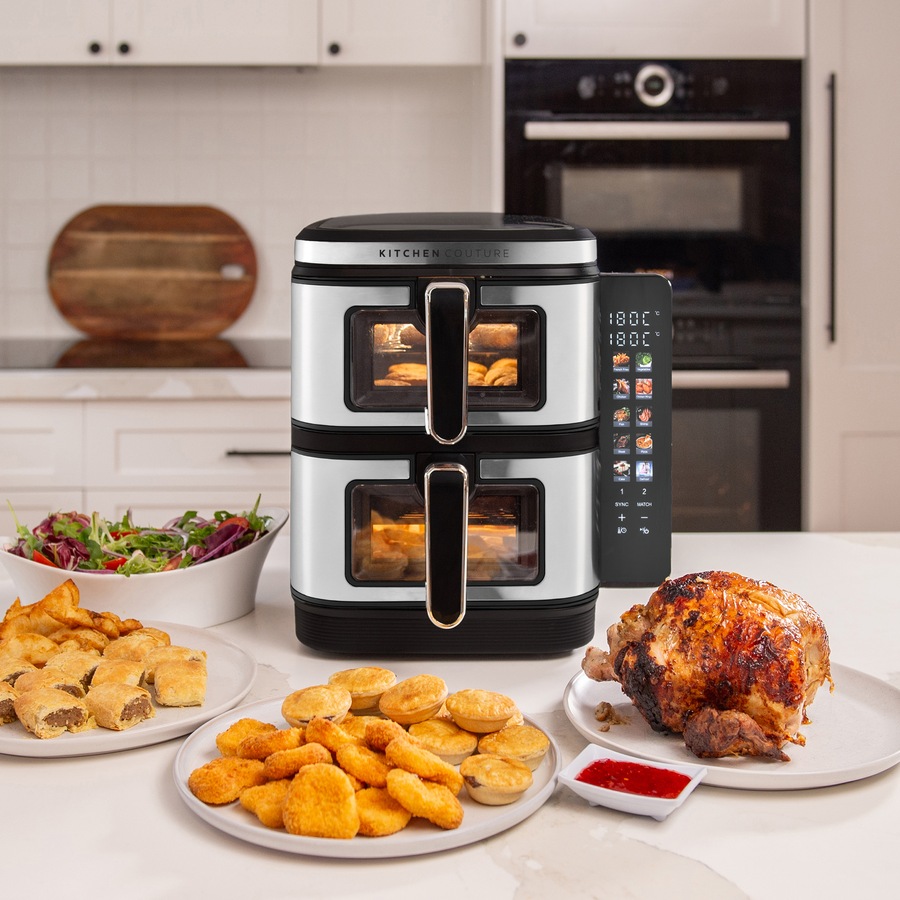 Kitchen Couture 11L Clear View Vertex Dual Drawer Air Fryer Stainless Steel 10005862
