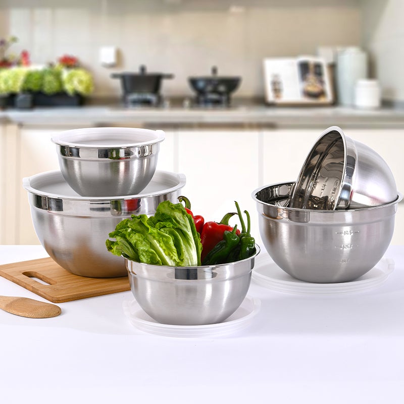 Rottay Stainless Steel Mixing Bowls, 7 Pcs Mixing Bowl Set with Colorful Airtight Lids