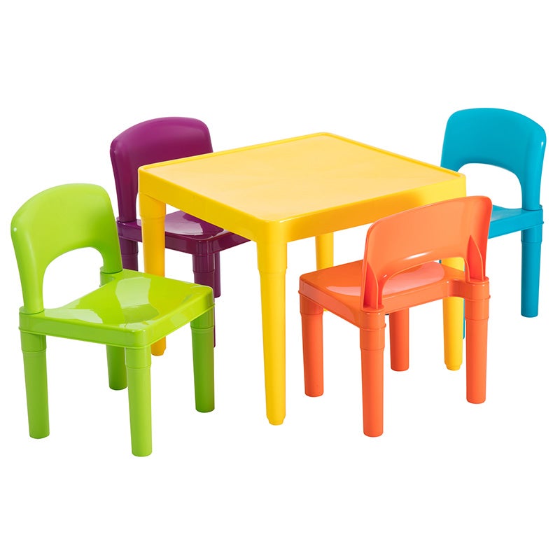 Lenoxx Kids Plastic Activity Table & 4 Chairs Multicoloured Playset