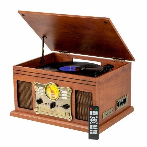 Lenoxx Retro Vinyl, Bluetooth & CD Player Home Entertainment Speaker System