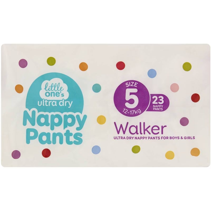 Little Ones Ultra Dry Nappy Pants Size 5 (12-17kg) Walker 23 Pack