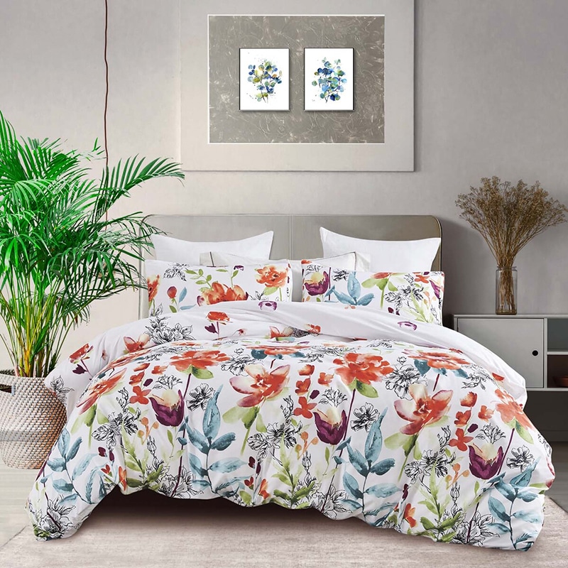 Buy Luxton Colourful Botanical Flowers Quilt Cover Set (Queen, King ...