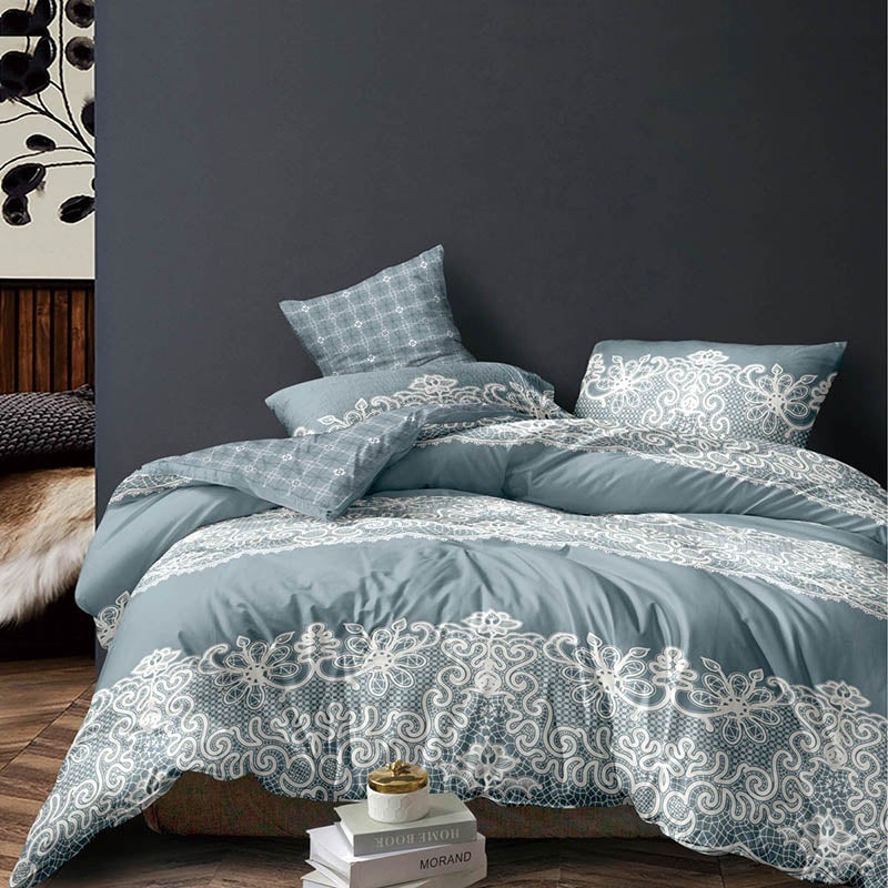 Buy Luxton Duck Egg Blue Grey Quilt Cover Set (Queen, King) - MyDeal