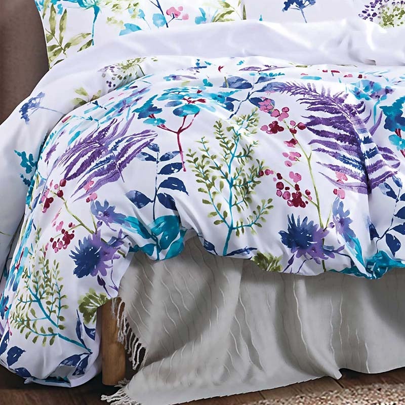 Luxton Floral Quilt Cover Set - Marina Blue Purple Aqua Leaf