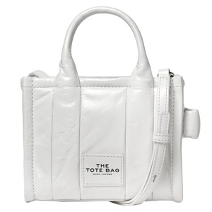 Marc Jacobs The Shiny Crinkle Leather Mini Tote Crossbody Bag White