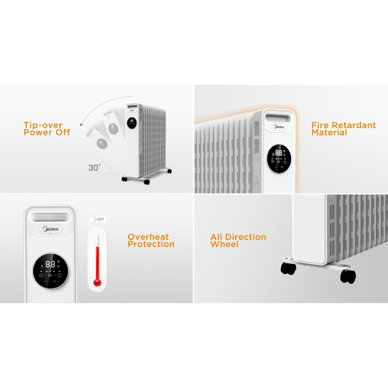 Buy Midea Deluxe 2300W 11 Fin Digital Oil Heater - MyDeal