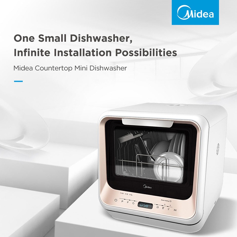 Buy Midea Mini Second Generation Benchtop Portable Dishwasher (Silver) MyDeal