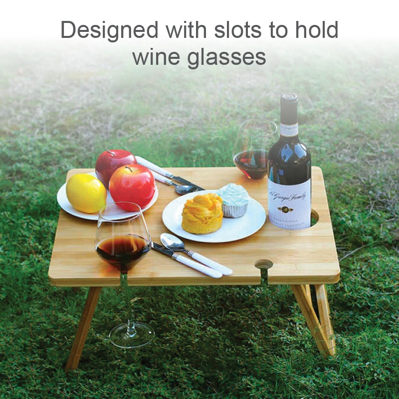 Buy Nelio Folding Bamboo Picnic Table Wine Holder (33cm, 38cm, 48cm