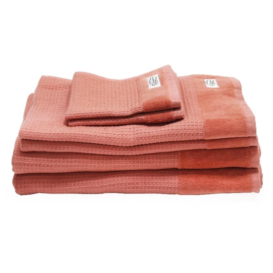 Onkaparinga 6 Piece Mossman Waffle Cotton Towel Pack Rose Dawn