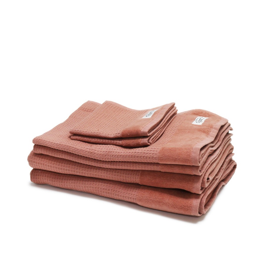 Onkaparinga 6 Piece Mossman Waffle Cotton Towel Pack Rose Dawn