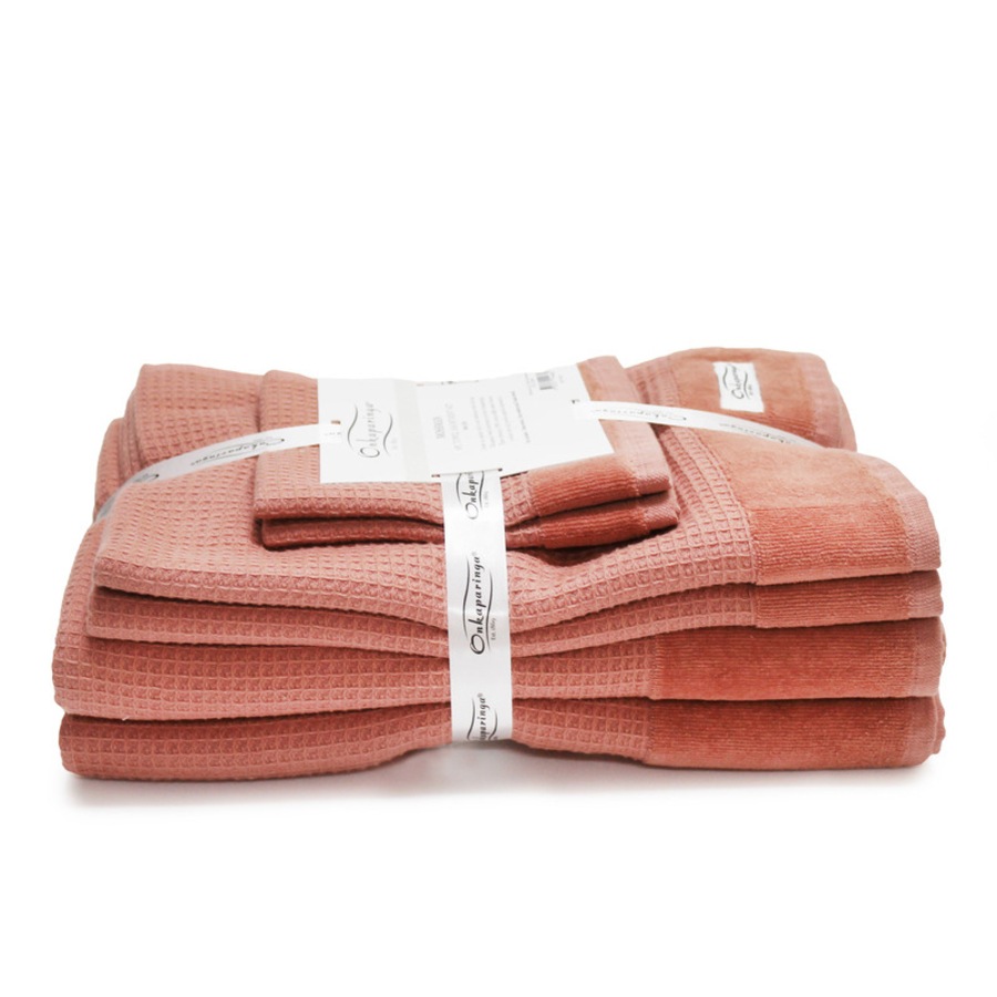 Onkaparinga 6 Piece Mossman Waffle Cotton Towel Pack Rose Dawn