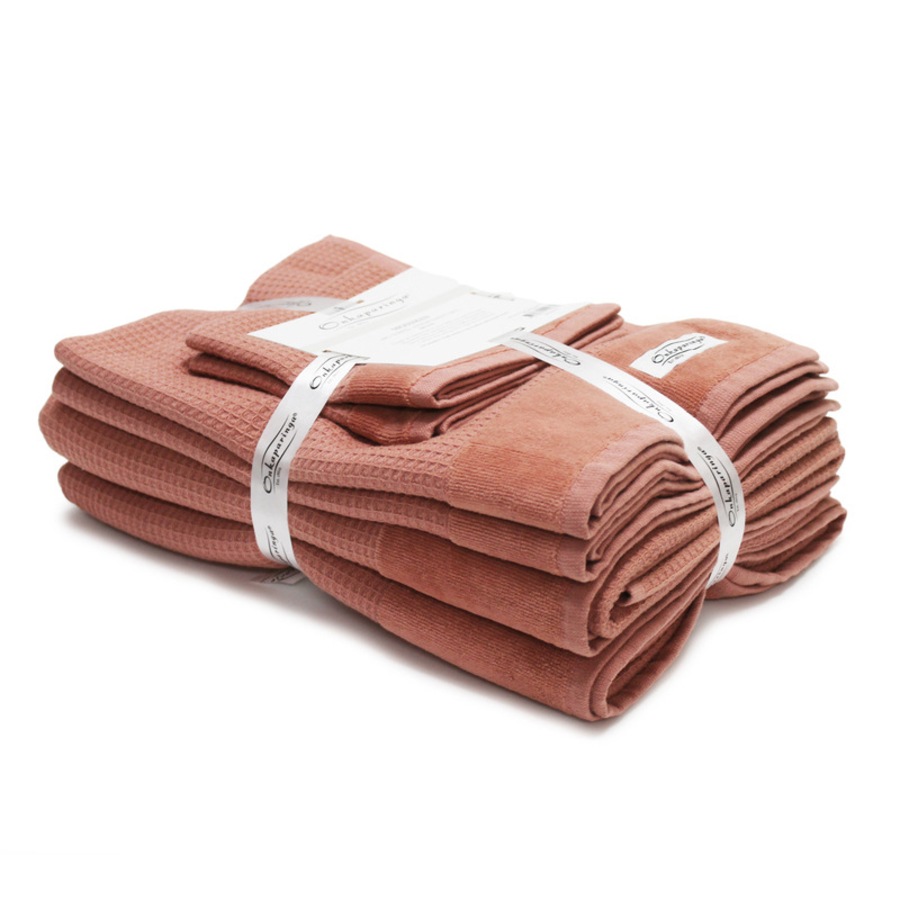 Onkaparinga 6 Piece Mossman Waffle Cotton Towel Pack Rose Dawn
