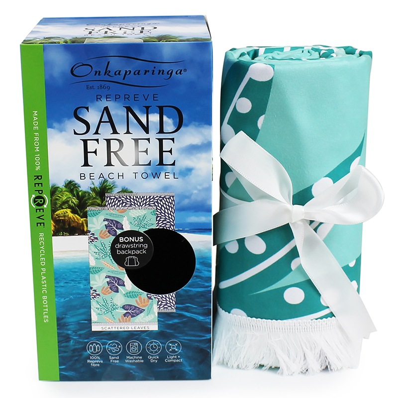 Buy Onkaparinga Scattered Leaves Sand Free Towel with Bonus Drawstring
