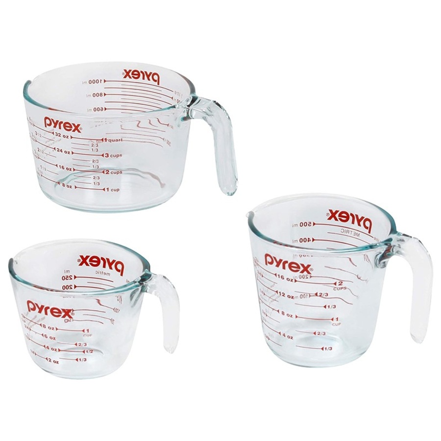 Pyrex 3 Piece Glass Measuring Jug Set