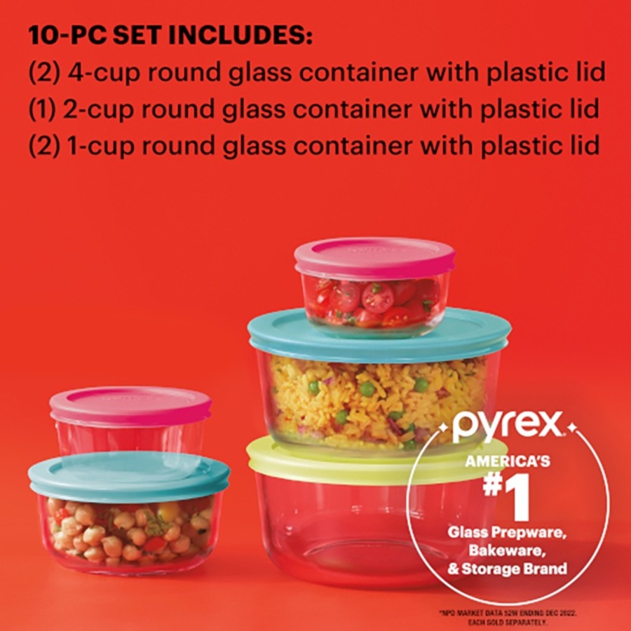 Pyrex Simply Store 10 Piece Glass Food Storage Container Set