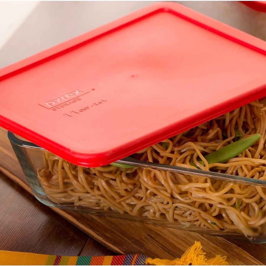 Pyrex Simply Store 10-Piece Glass Food Storage Container Set with Coloured Lids