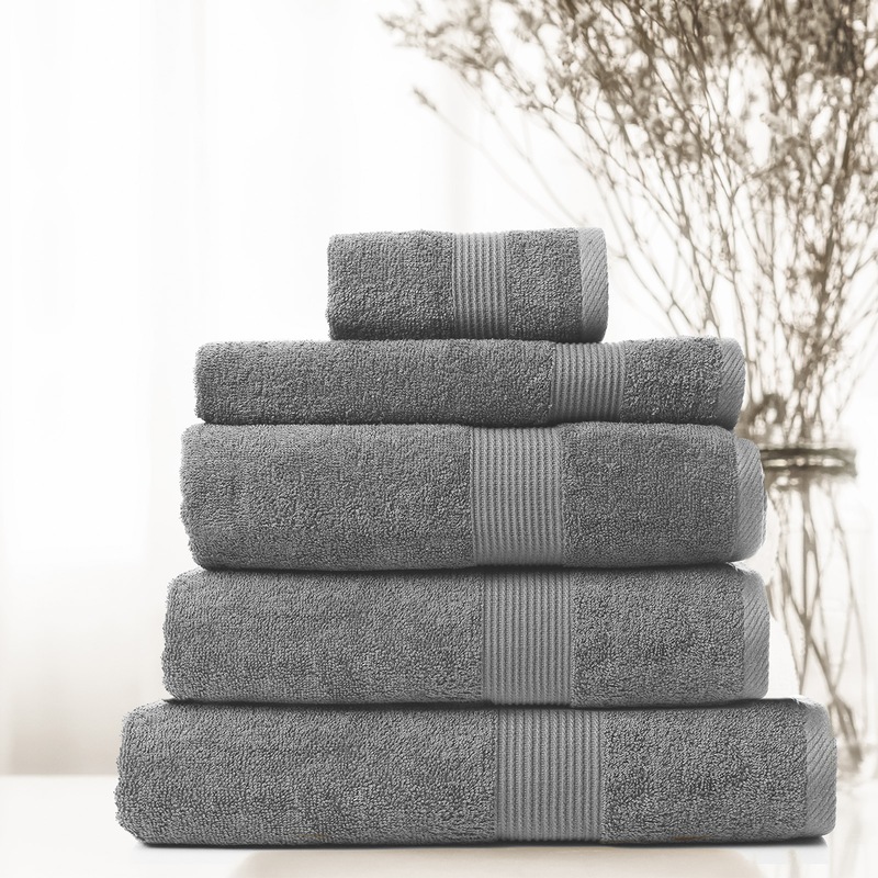 Buy Royal Comfort 5 Piece Cotton Bamboo Towel Set Charcoal MyDeal