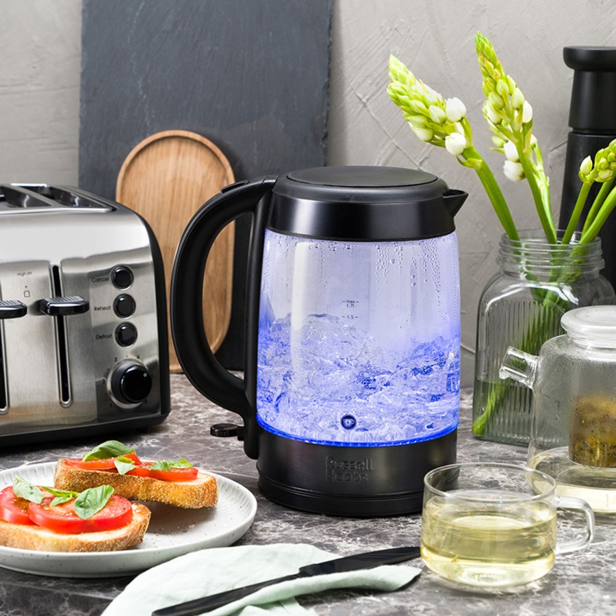 Russell Hobbs Brooklyn Glass Kettle Black Stainless Steel RHK172BCH