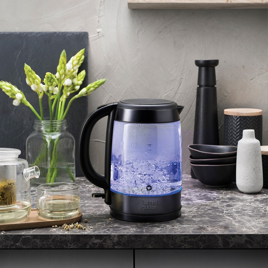 Russell Hobbs Brooklyn Glass Kettle Black Stainless Steel RHK172BCH