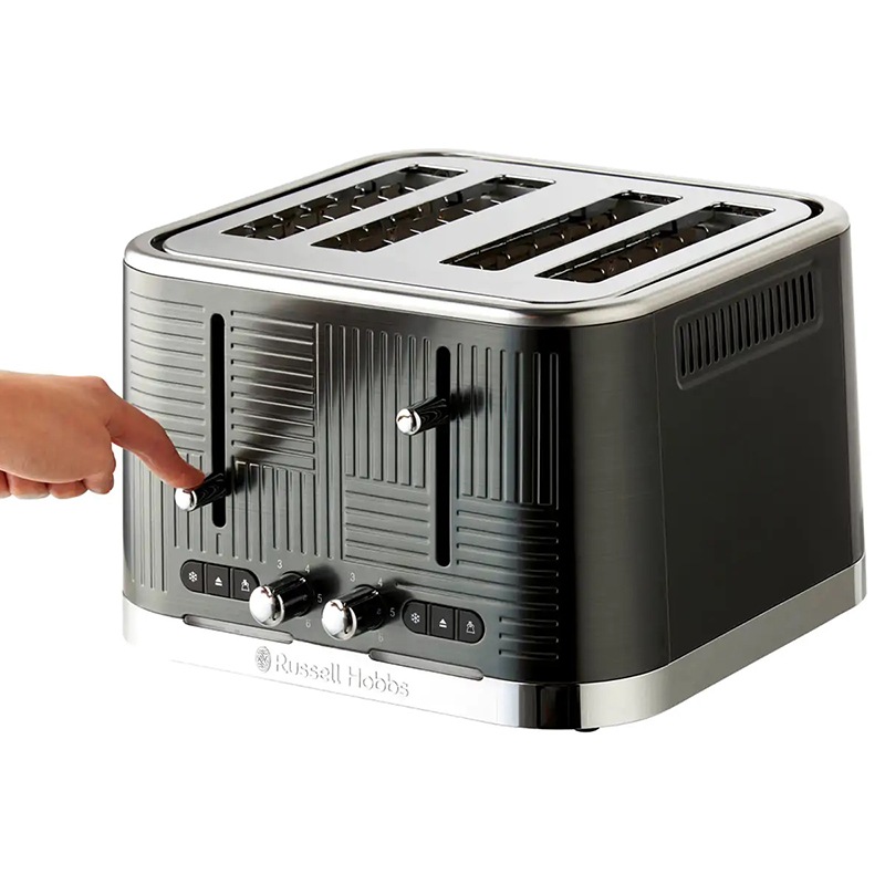 Buy Russell Hobbs Geo Steel 4 Slice Toaster Black MyDeal