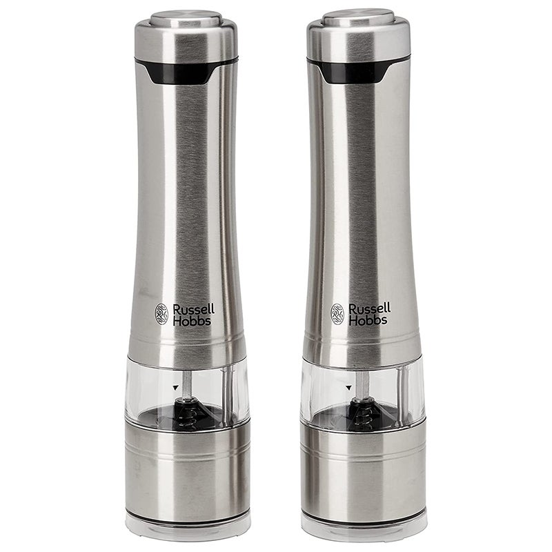Buy Russell Hobbs Electric 2 Piece Brushed Salt & Pepper Mill Set - MyDeal