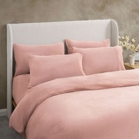 Sheraton Luxury Cosy Teddy Quilt Cover Set Blush (Single, Double, Queen, King)