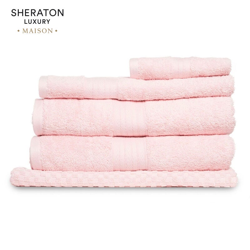 Sheraton Luxury Maison Egyptian Cotton 5 Piece Towel Pack Pink Mist