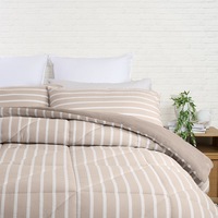 Sheraton Luxury Reversible Stripe Washable All Seasons Quilt Latte
