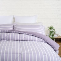 Sheraton Luxury Reversible Stripe Washable All Seasons Quilt Lilac