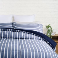 Sheraton Luxury Reversible Stripe Washable Quilt Navy