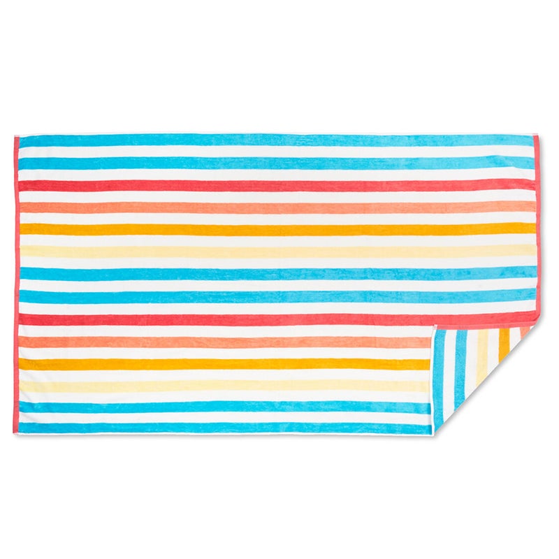 Sheraton Luxury Maison Warm Summer Stripe Cotton Velour Reversible Beach Towel