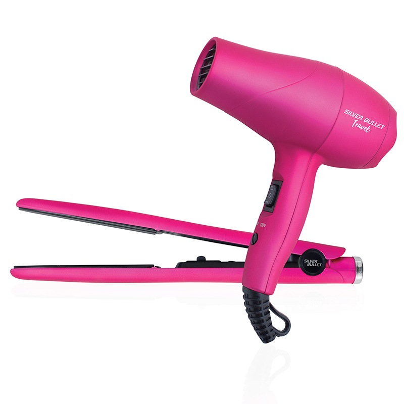 Buy Silver Bullet Luxe Hair Dryer & Straightener Travel Set Pink MyDeal