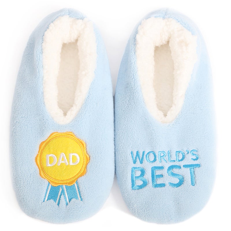 Sploshies Men's Duo World's Best Dad Non-Slip Slippers Blue (Medium, Large)