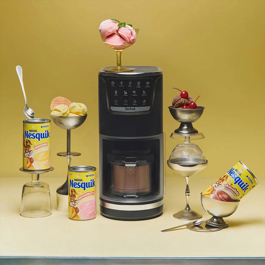 Tefal Dolci Rise Ice Cream Maker with Bonus Nesquik Tins Black