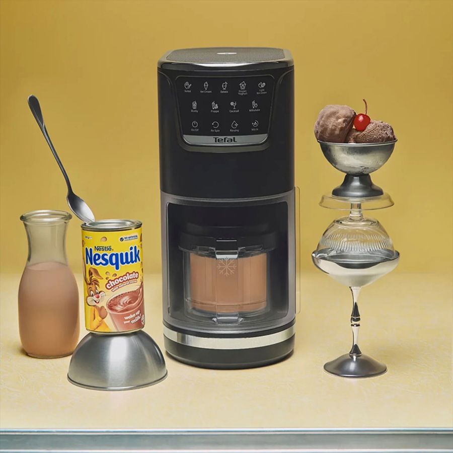 Tefal Dolci Rise Ice Cream Maker with Bonus Nesquik Tins Black