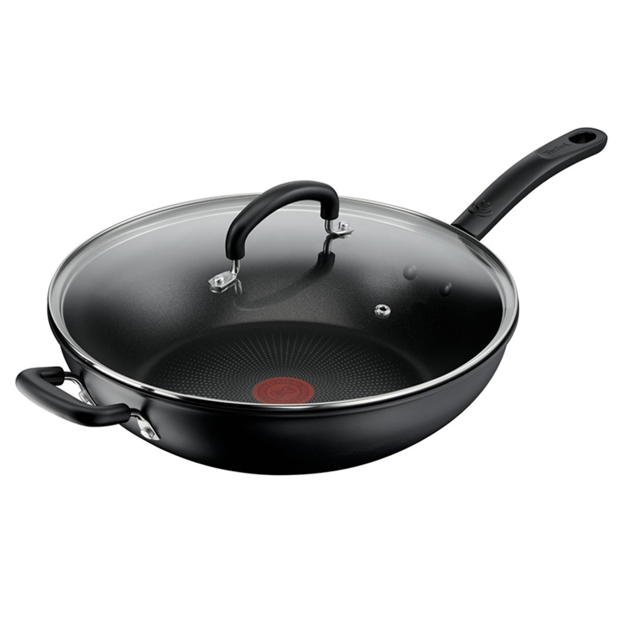 Tefal Specialty Hard Anodised Non-Stick 32cm Wok with Lid Black B4849417