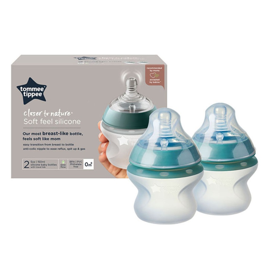 Tommee Tippee 2 x 150ml Closer To Nature Silicone Baby Bottles