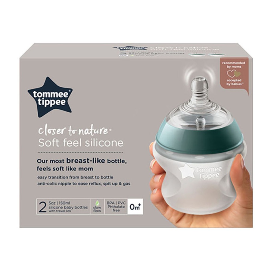 Tommee Tippee 2 x 150ml Closer To Nature Silicone Baby Bottles
