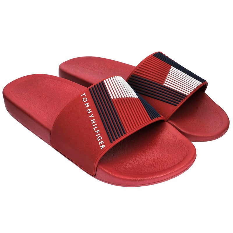 Tommy hilfiger slides online red