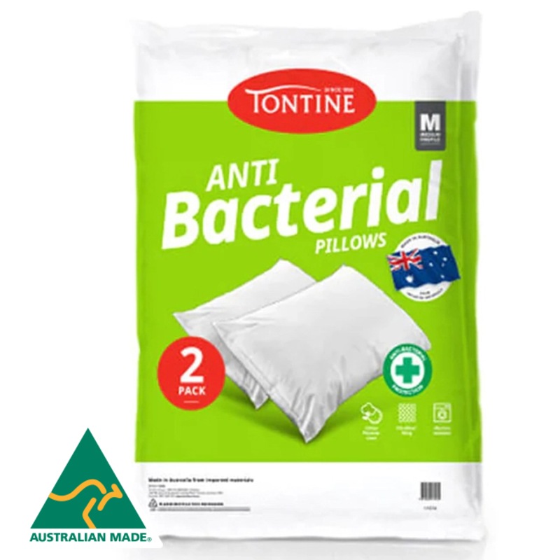 Buy Tontine AntiBacterial Australian Made Medium Pillows Twin Pack