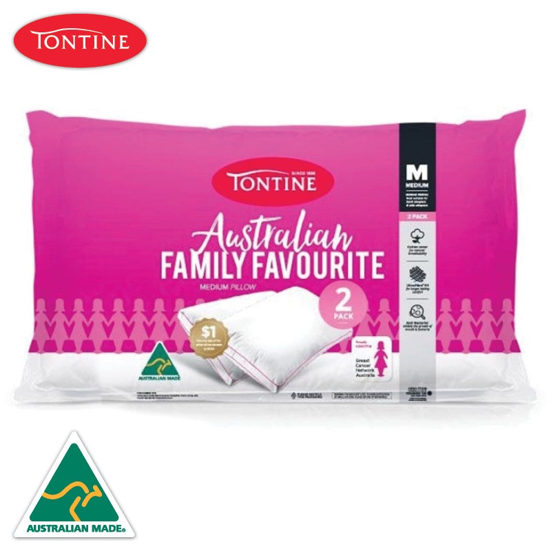 Tontine Australian Made Family Favourite BCNA Medium Pillows Twin Pack