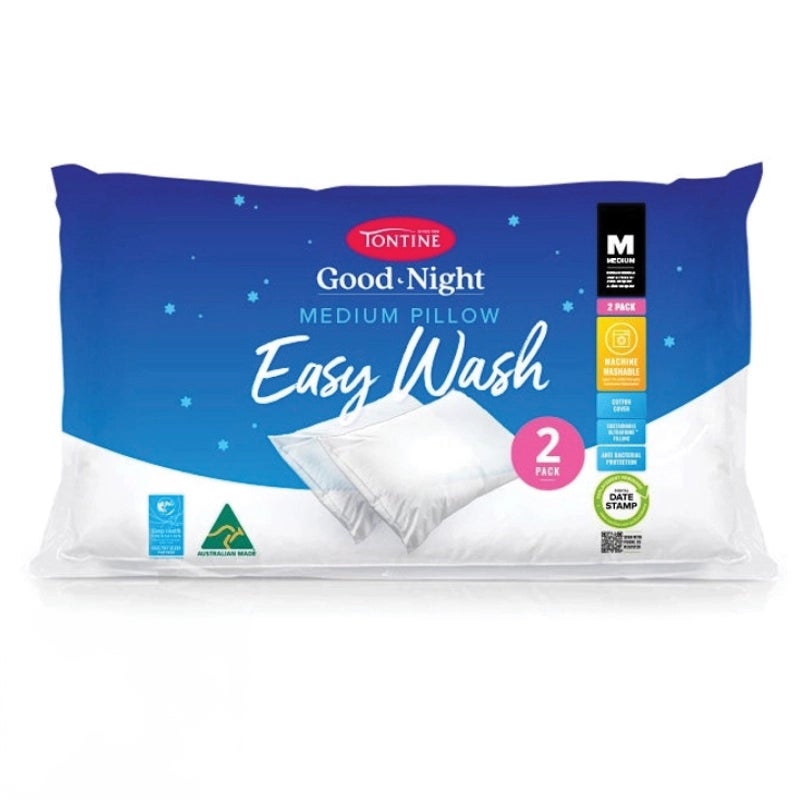 Tontine Good Night Easy Wash Pillow Twin Pack (Medium, Firm)