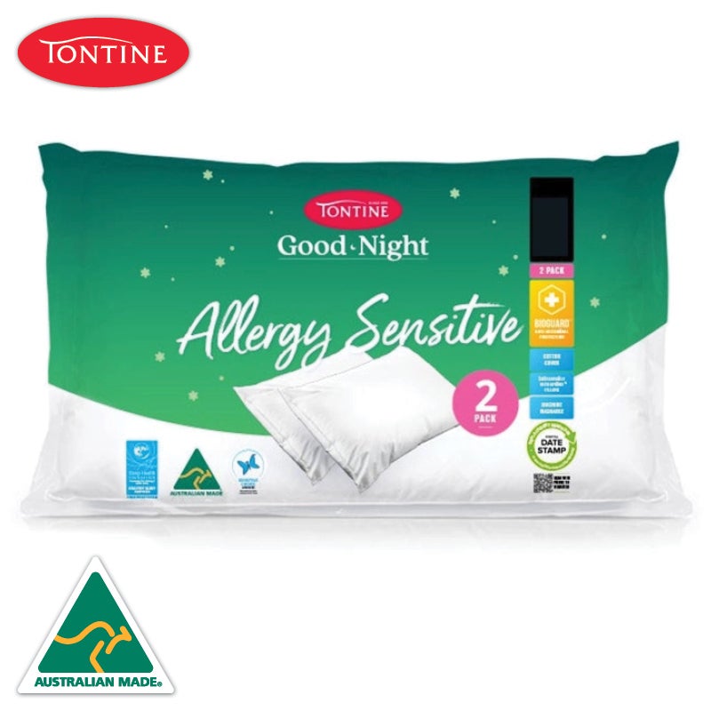 Tontine Goodnight Allergy Sensitive Australian Made Pillow Twin Pack (Medium, Firm)