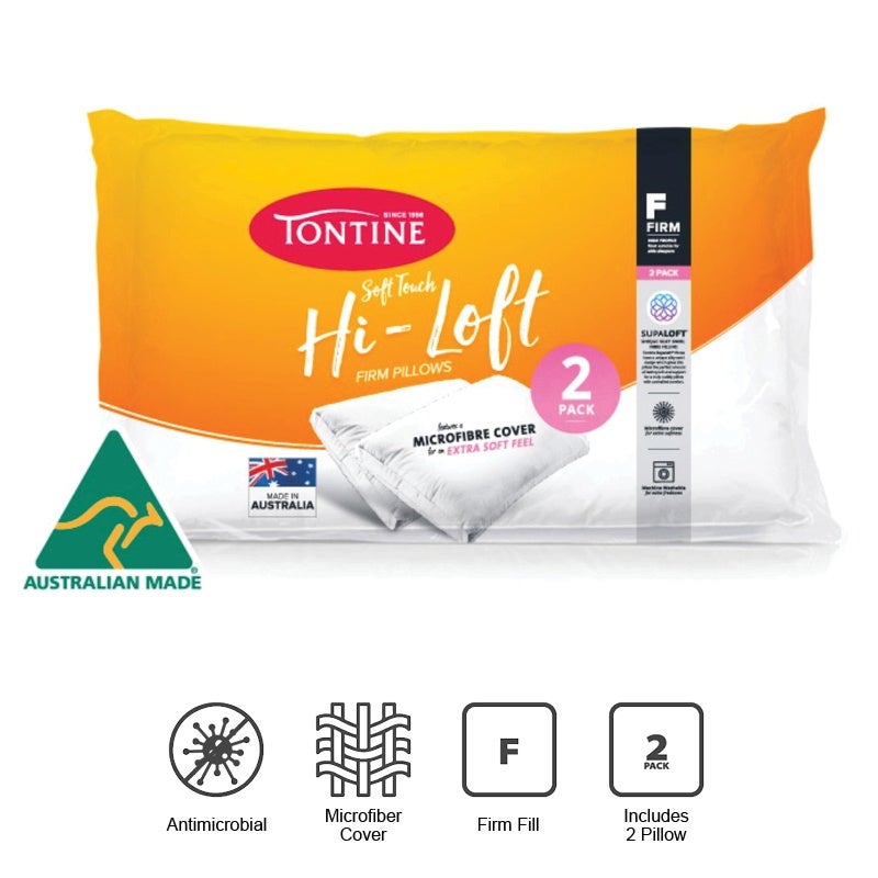 Buy Tontine Hi-Loft Australian Made Firm Pillows Twin Pack - MyDeal