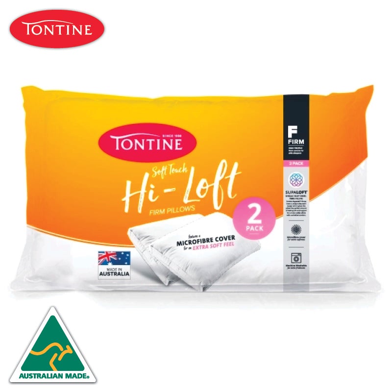 Tontine Hi-Loft Australian Made Firm Pillows Twin Pack